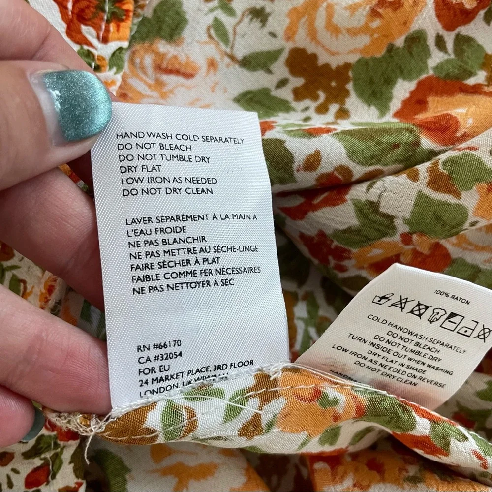 Faithfull the Brand‎ Anthropologie Delia Midi Dress in Floral Le Rose Apricot 6